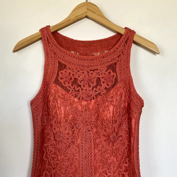 Sue Wong Soutache Lace Sheath Cocktail Dress Orange 4 - Picture 3 of 8